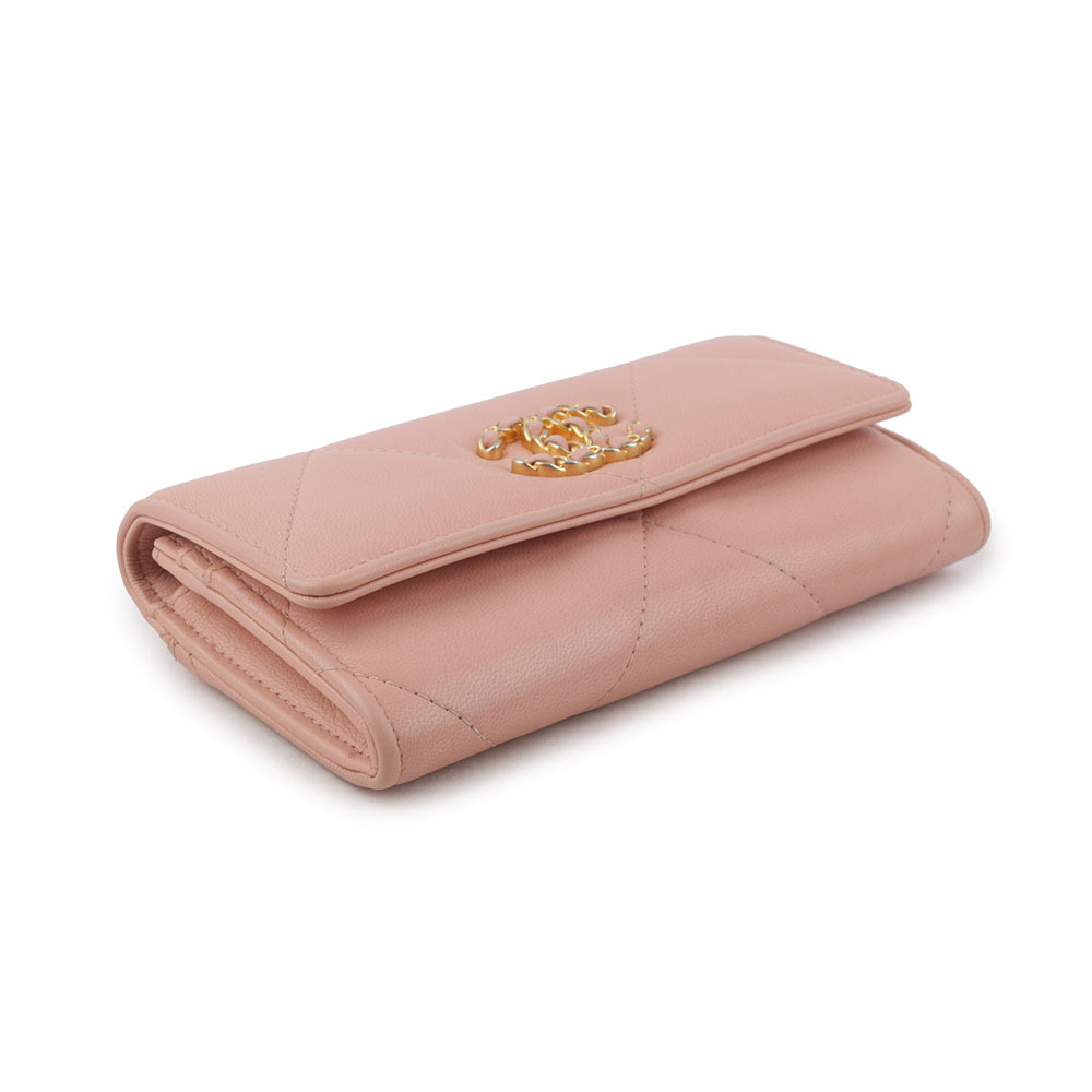 【CHANEL】Chanel 19系列口蓋中夾(粉色) CH22000028