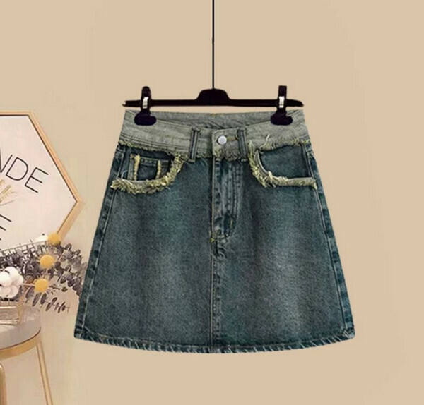 Women's Denim Skirt #Single Piece (Blue) (M-4XL) (Contact customer service to confirm size after placing an order) 