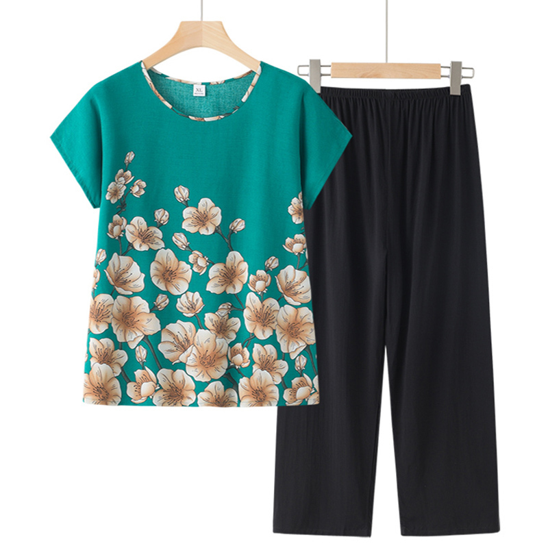 Elderly Short Sleeve Set (XL-4XL Light Green) [Please contact customer service to confirm the shipping size after placing an order]