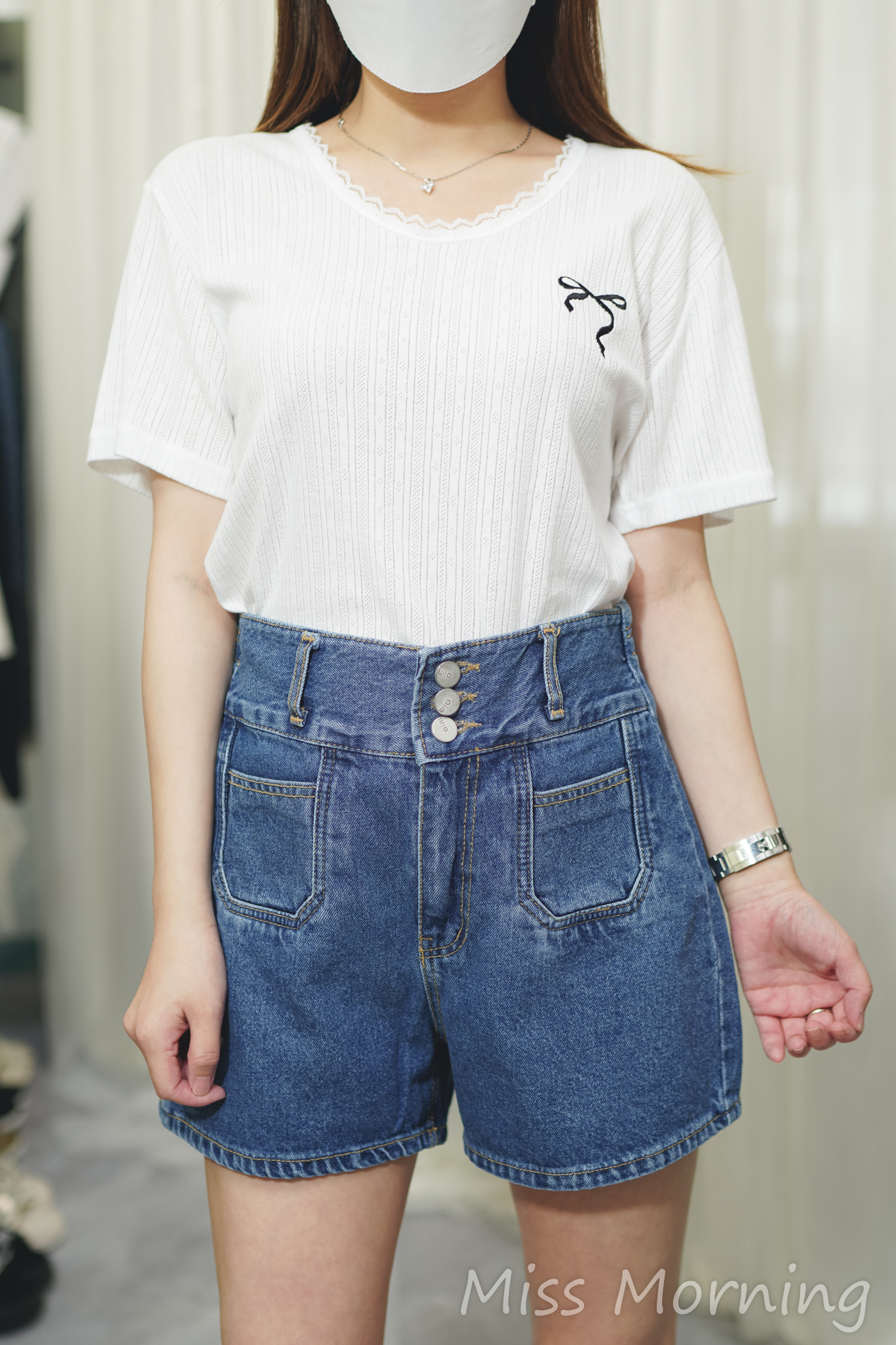 蝴蝶刺繡小Lace棉Tee(14019)