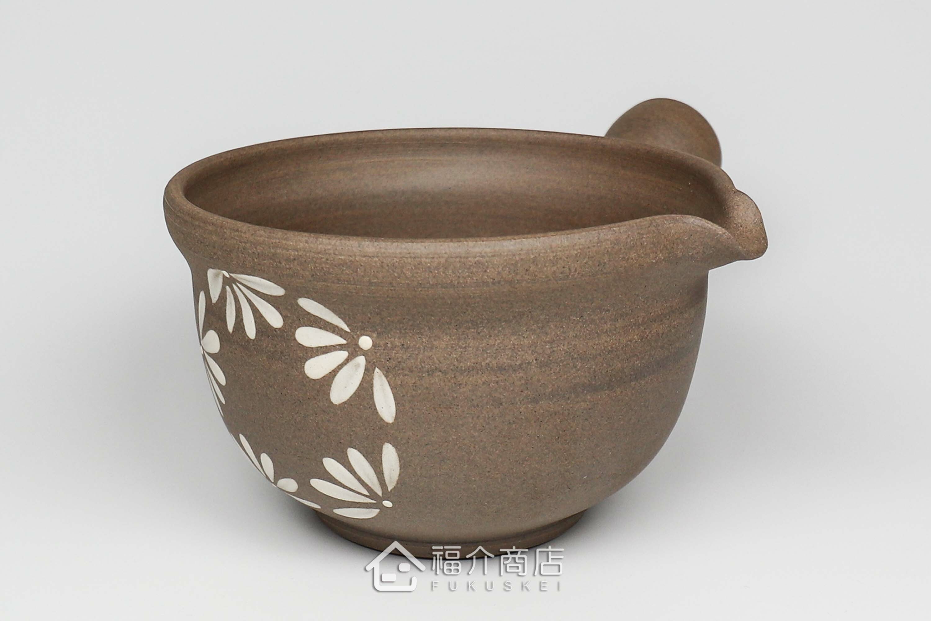 泡茶時將茶水分別倒入杯子的花造型日本陶瓷材質分茶壺