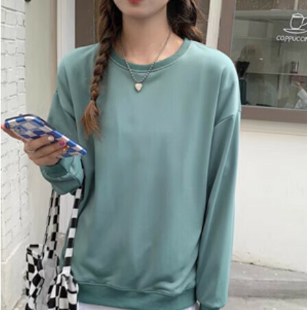 熱推純色女衛衣（遠竹綠圓領 XS-3XL下單後聯絡客服確認發貨尺碼）