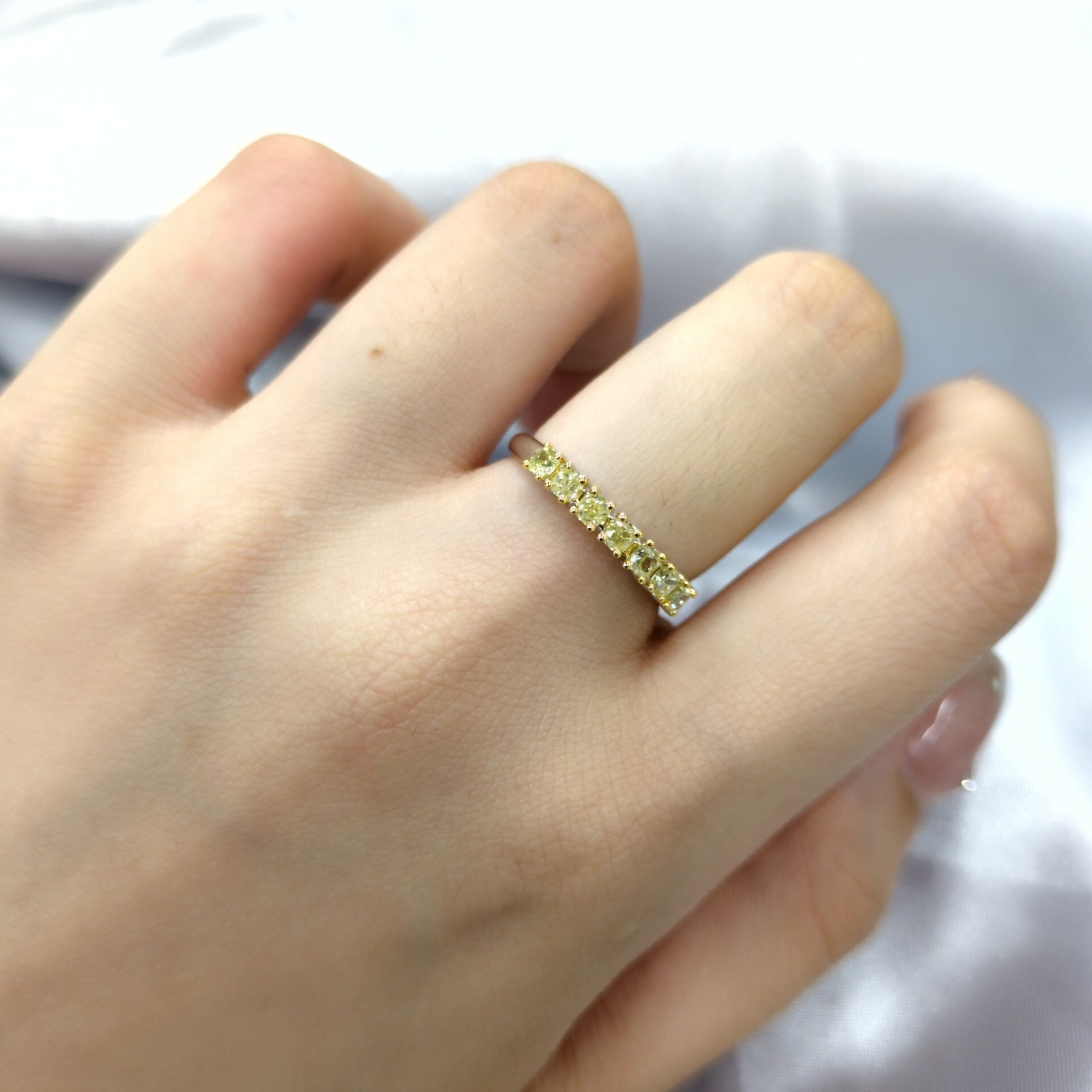 全新18K金55份彩黃鑽石戒指