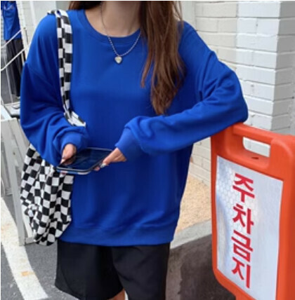 熱推純色女衛衣（彩蘭色圓領 XS-3XL下單後聯絡客服確認發貨尺碼）