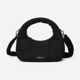 [S] WHO.A.U PADDED HOBO BAG,BLACK, WHBGD4V11A-19-BLACK (SWAU363)