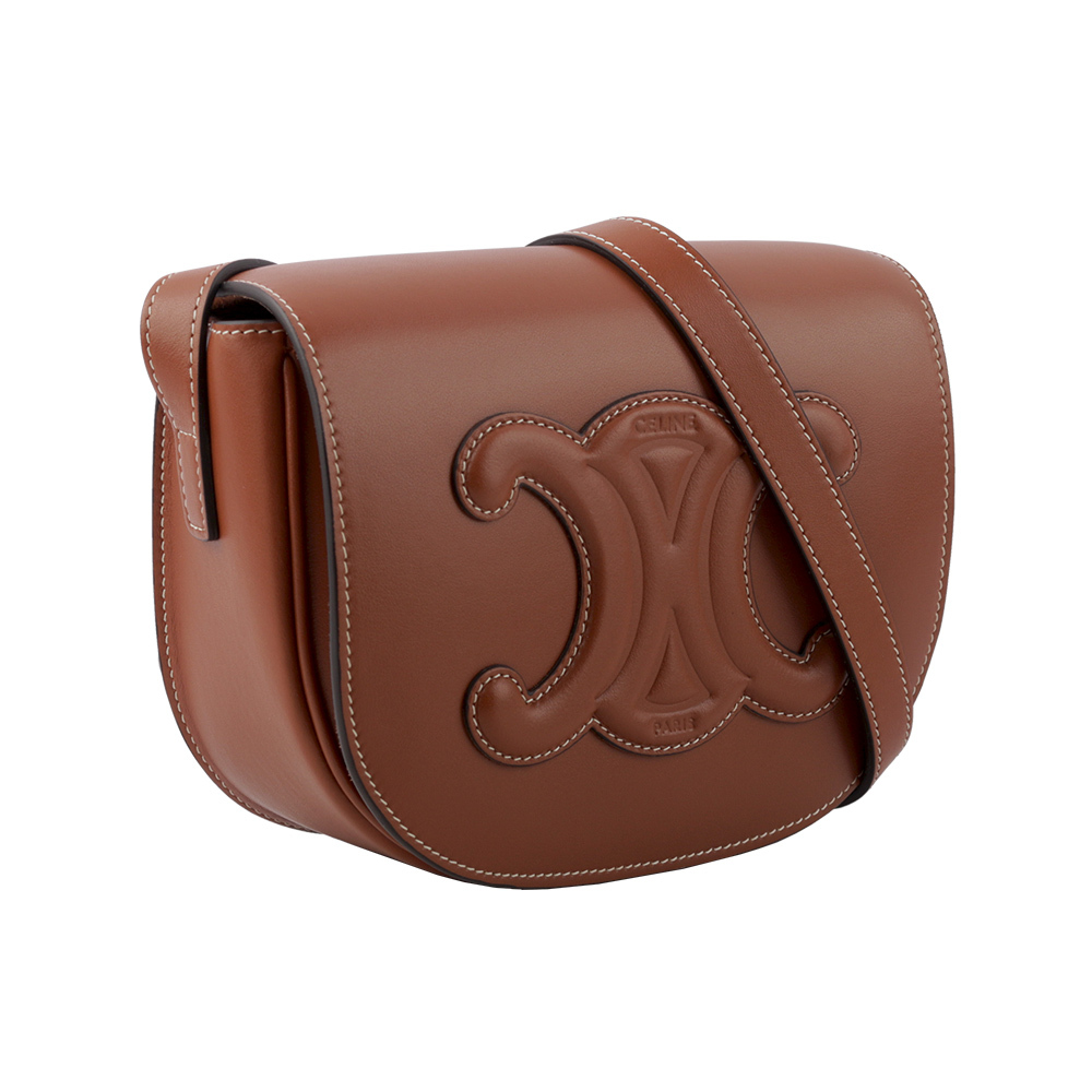 【CELINE】Folco Triomphe 平滑小牛皮翻蓋馬鞍包