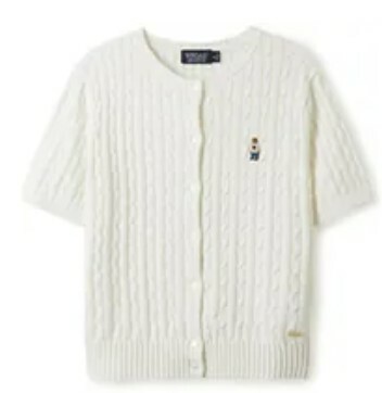 [S] WHO.A.U STEVE ROUND NECK SHORT SLEEVE CARDIGAN [LADIES],IVORY, WHCKE2401F-39-IVORY (SWAU367)