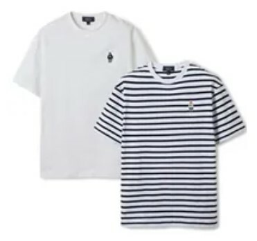 S] WHO.A.U STEVE 2PACK STRIPE T-SHIRTS,IVORY, WHRSE2352U-39