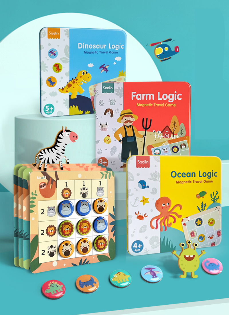 saalin莎林磁性邏輯思維訓練鐵盒便攜裝桌遊 TB9212