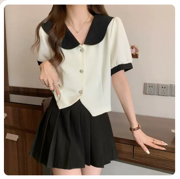 Contrast Suit Shirt (White Size: S-3XL) (Please contact customer service to confirm the shipping size after placing an order)