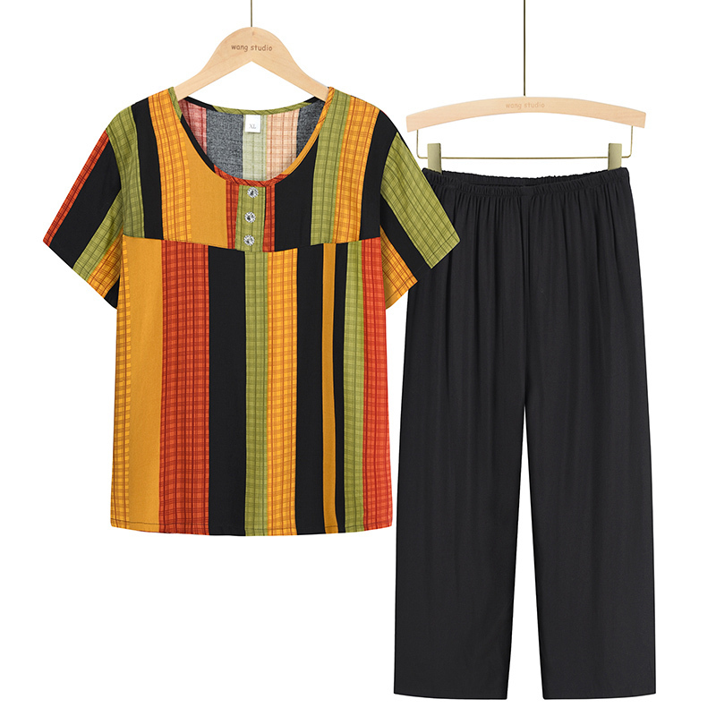 Seniors Short Sleeve Set (XL-4XL No. 4 Color) [Please contact customer service to confirm the shipping size after placing an order]