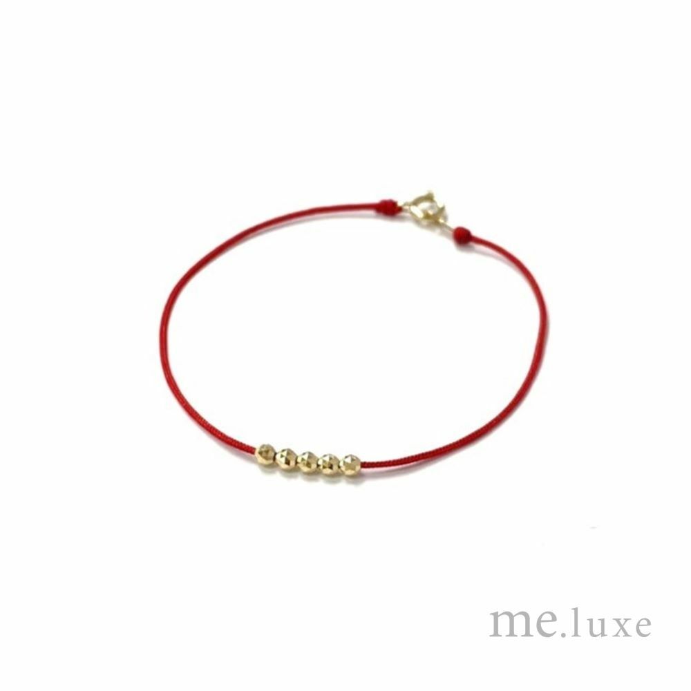【me.luxe】K10紅線手鍊-5珠/3珠三角刻面