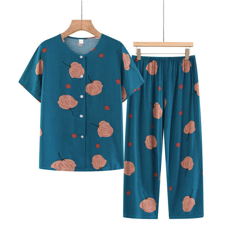 Seniors Short Sleeve Set (XL-5XL Simple Leaf) [Please contact customer service to confirm the shipping size after placing an order]