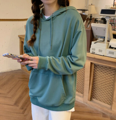 激抵純色女衛衣（遠竹綠連帽 XS-3XL下單後聯絡客服確認發貨尺碼）