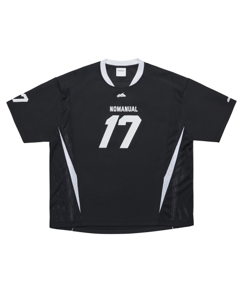 人気★NOMANUAL★17 MESH BLOCK FOOTBALL JERSEY 17 MESH BLOCK FOOTBALL JERSEY - BLACK - nomanual