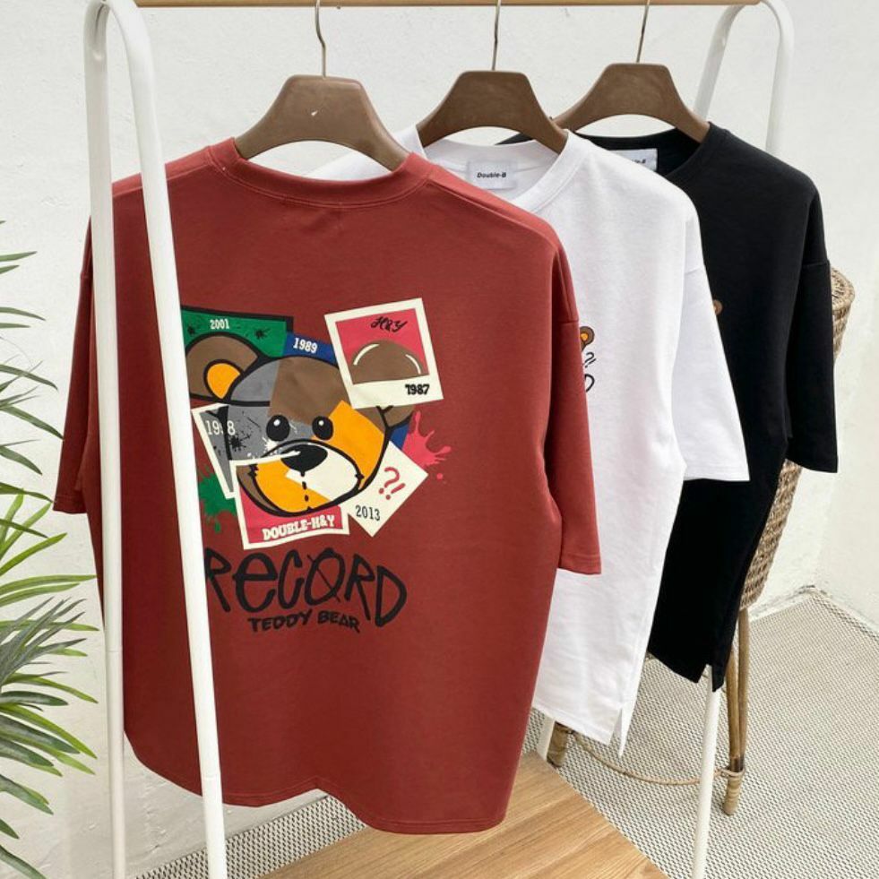 英文字熊仔圖案短袖Tee Double-B-010T