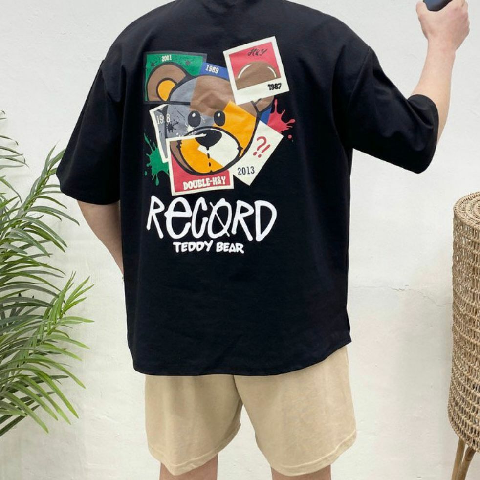 英文字熊仔圖案短袖Tee Double-B-010T