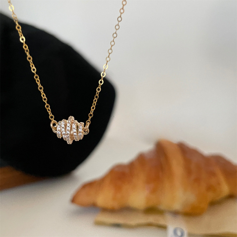 Germany時髦金鑽牛角麵包項鍊