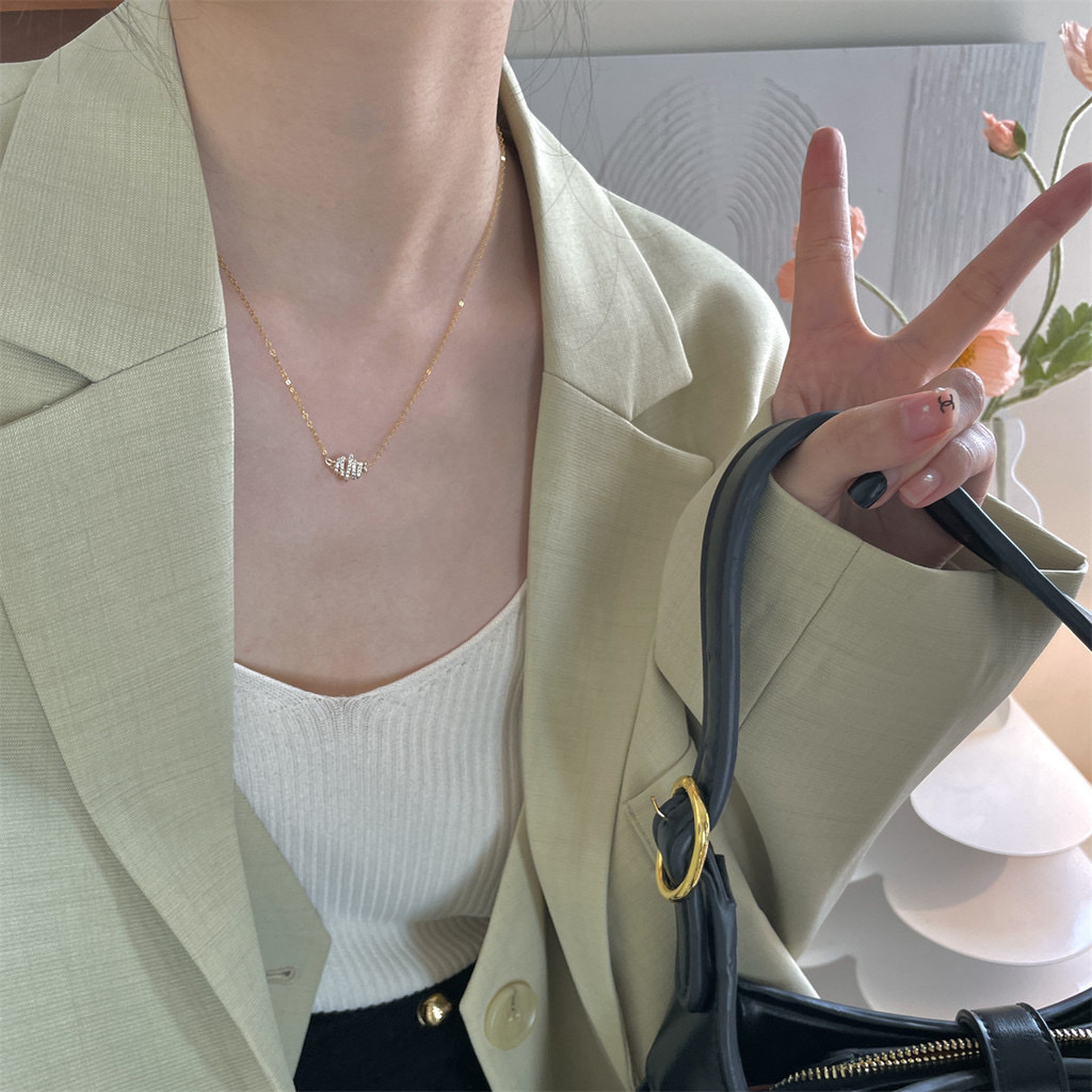 Germany時髦金鑽牛角麵包項鍊