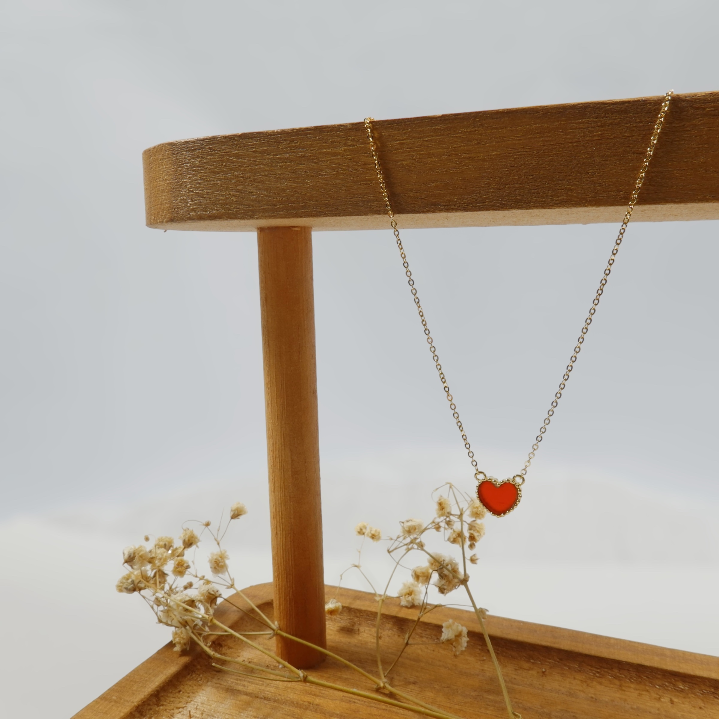 熱情之心：14K金愛心琺瑯項鍊－紅