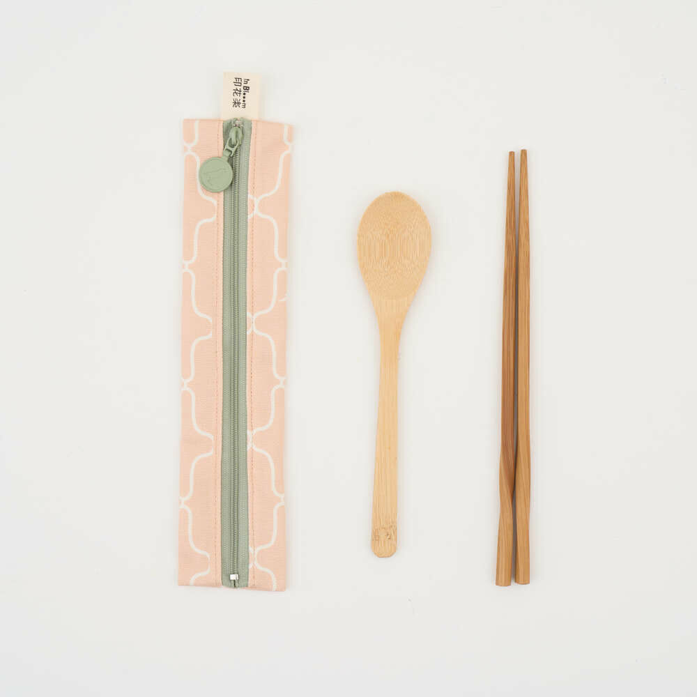 Zipper Utensil Pouch (Spoon and Chopsticks including)/Old Iron Window Frame No. 5/Coral Reef