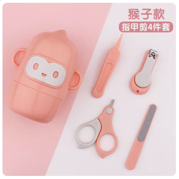 Popular baby nail clipper set (pink-monkey style nail clipper)
