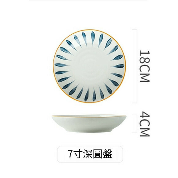 Popular ceramic round plate, household dish plate, soup plate, breakfast plate, fruit plate, restaurant plate (7-inch rice plate orchid)
