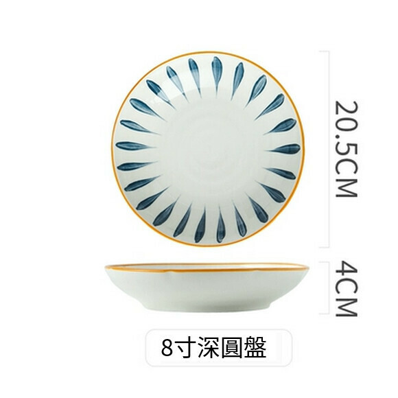 Popular ceramic round plate, household dish plate, soup plate, breakfast plate, fruit plate, restaurant plate (8-inch rice plate orchid)