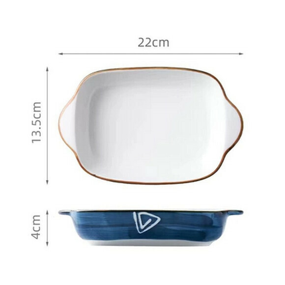 Popular double-ear ceramic baking tray, oven cheese baked rice plate, microwave oven baking bowl (9-inch double-ear baking tray Hokage)