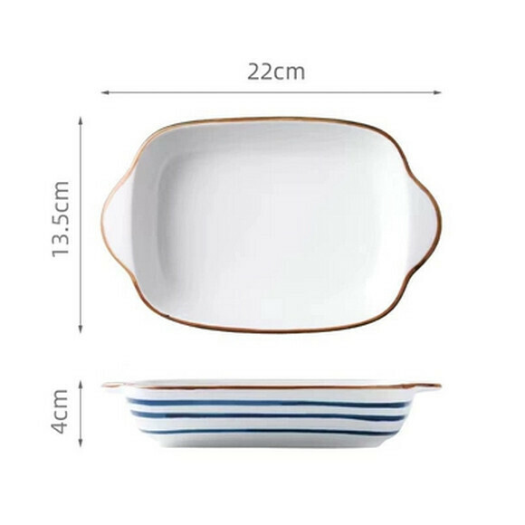 Popular double-ear ceramic baking tray, oven cheese baked rice plate, microwave oven baking bowl (9-inch double-ear baking tray wind wheel)