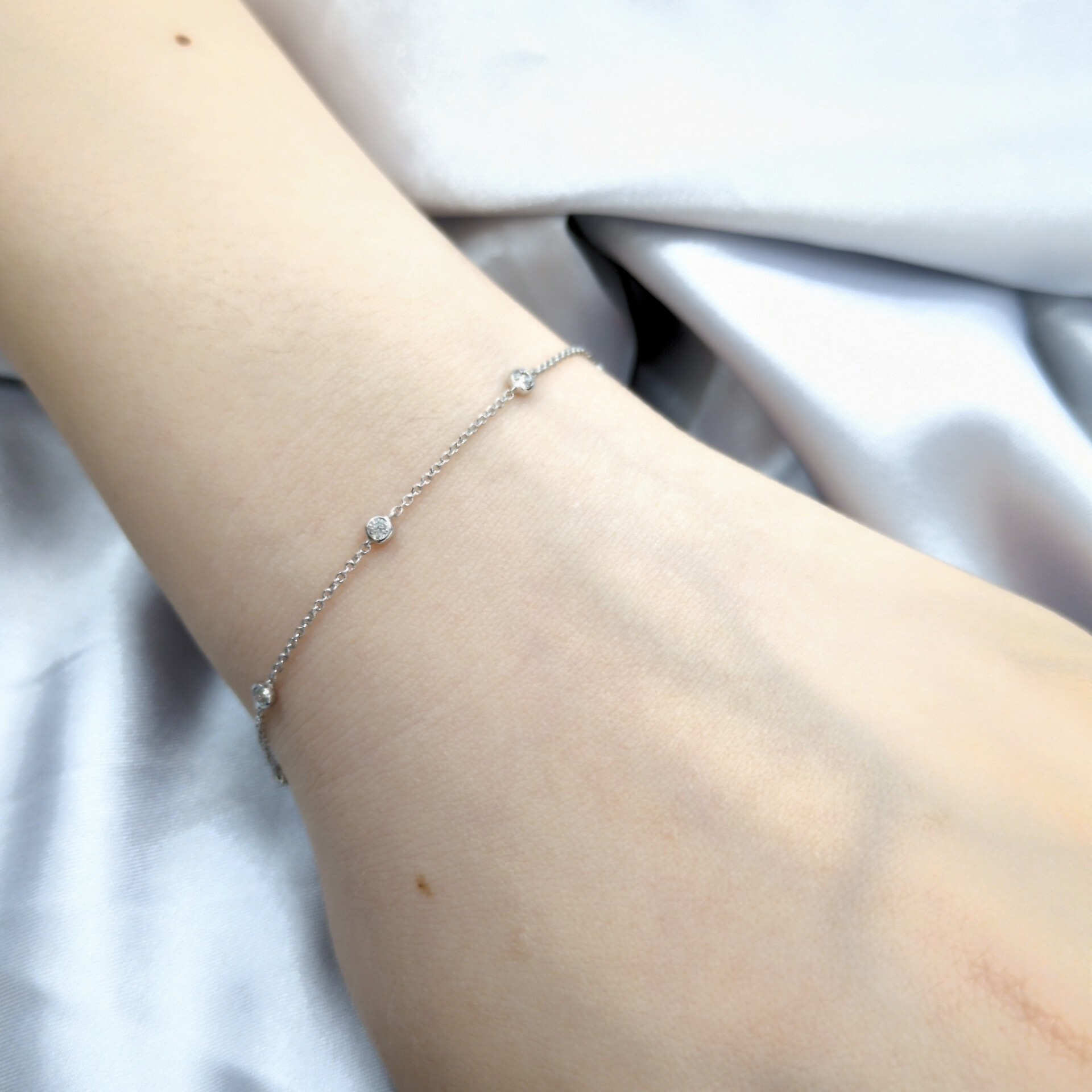 全新18K白金19份鑽石手鍊