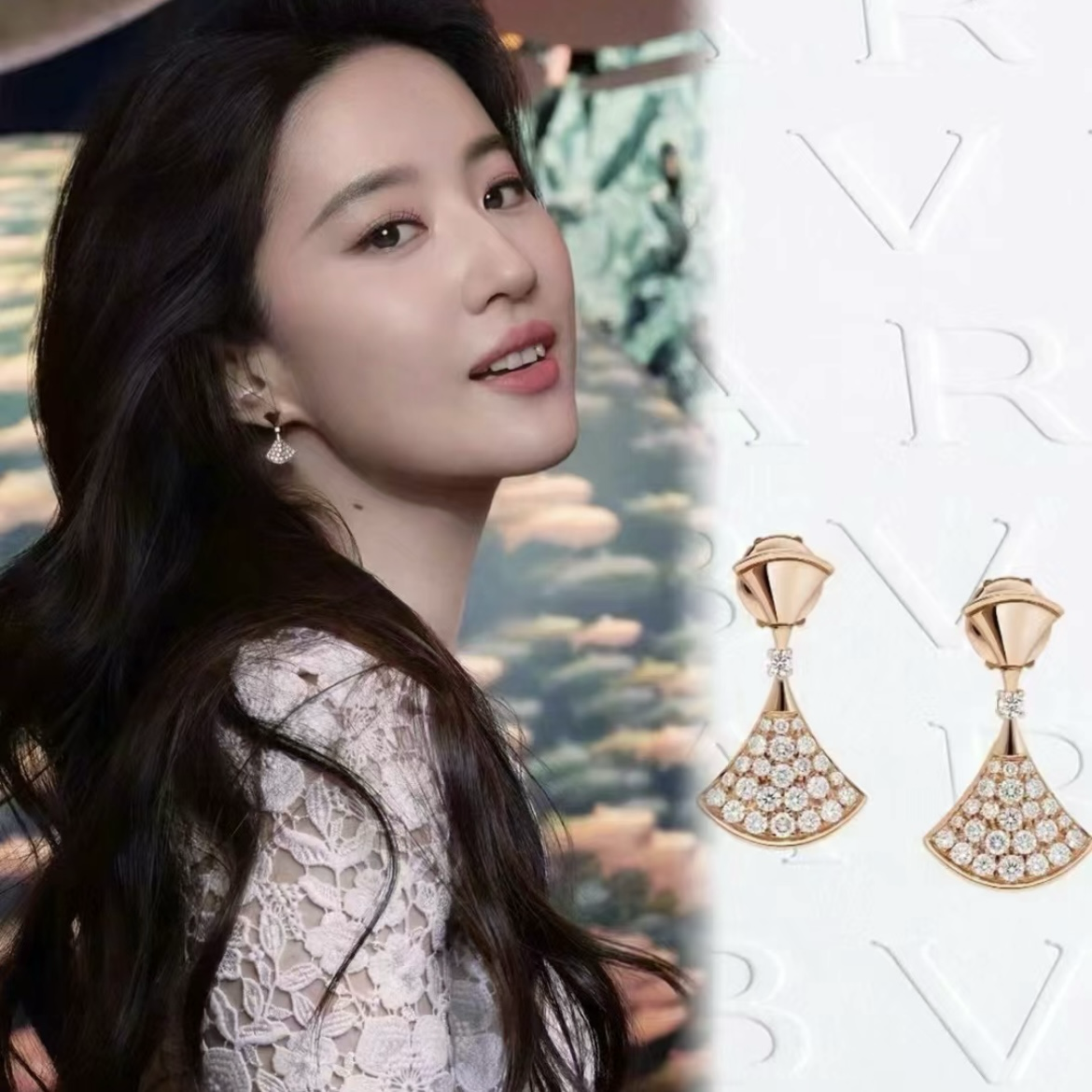 18k Divas’Dream水鑽小裙子高奢定製耳釘