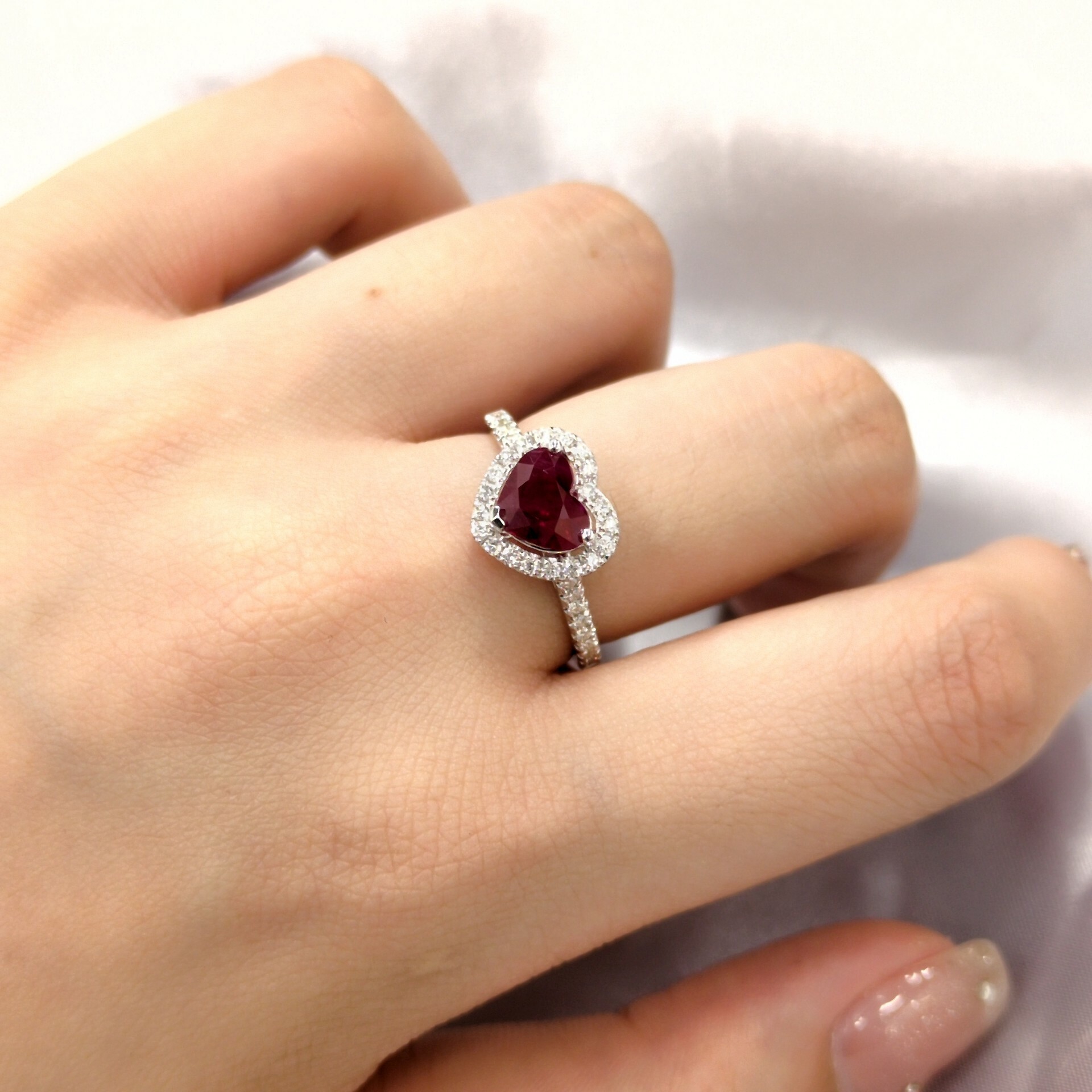 18K White Gold 1.52ct Ruby and Diamond Ring