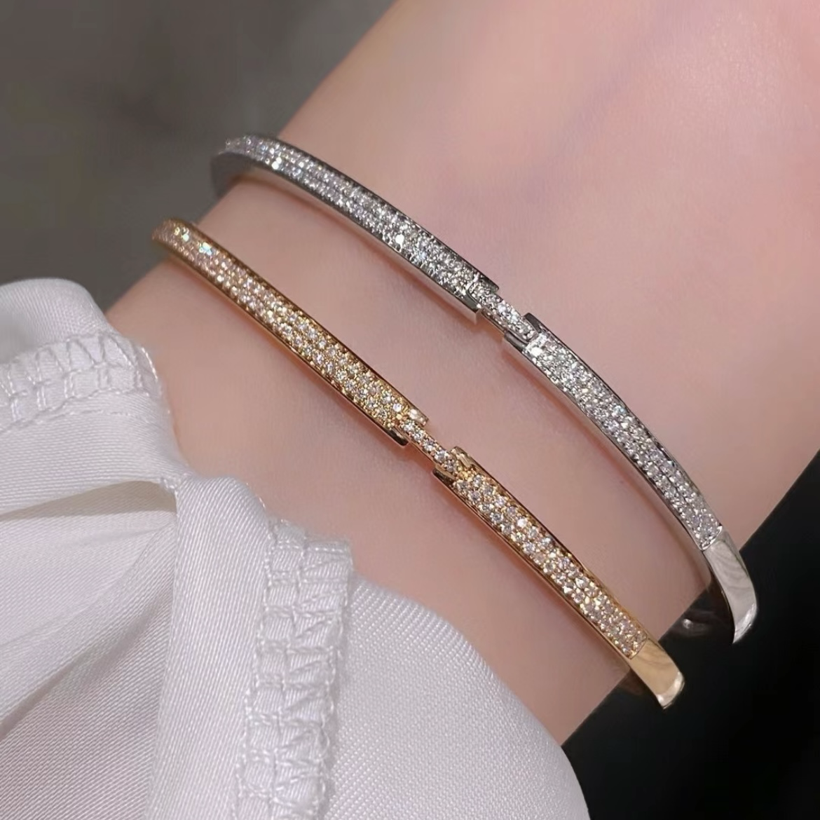 18k Liens”緣系一生滿鑽高奢定製開扣手鐲