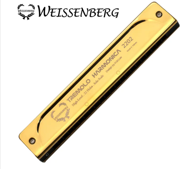WEISSENBERG 高級款 升級版 2202-TB/SP 22孔 複音口琴 曜石黑/金色