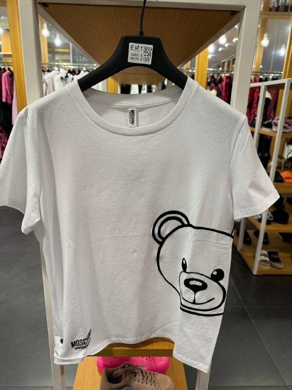 [S] MOSCHINO SIDE BEAR HEAD PRINT T-SHIRT,WHITE, 222V6T070746080001 (SM868)