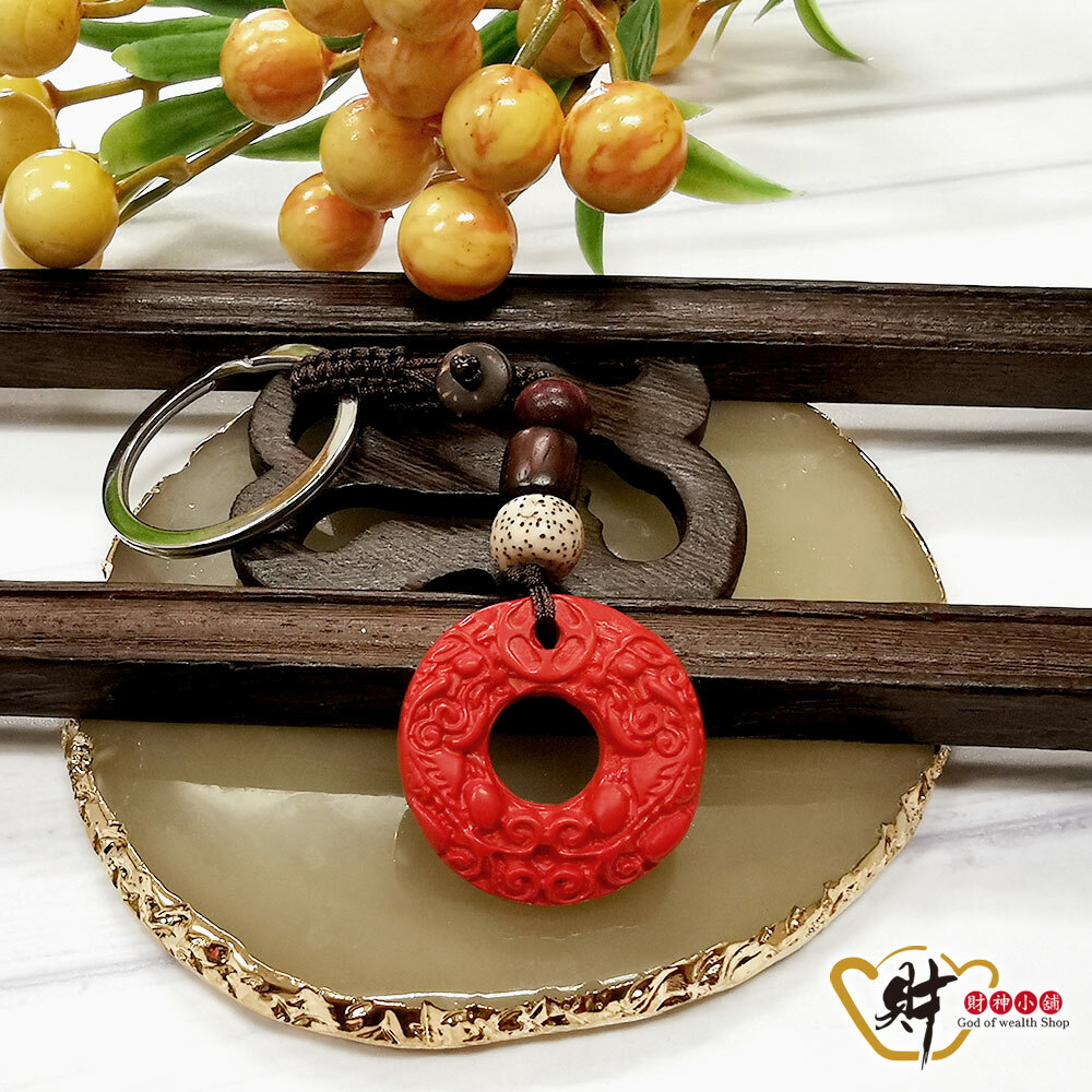 【財神小舖】硃砂-雙貔貅圓滿鑰匙圈(含開光)