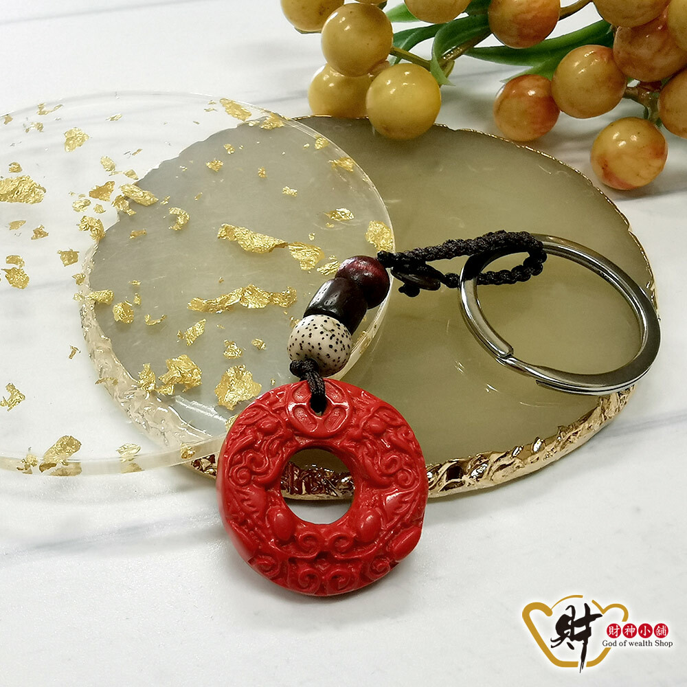 【財神小舖】硃砂-雙貔貅圓滿鑰匙圈(含開光)