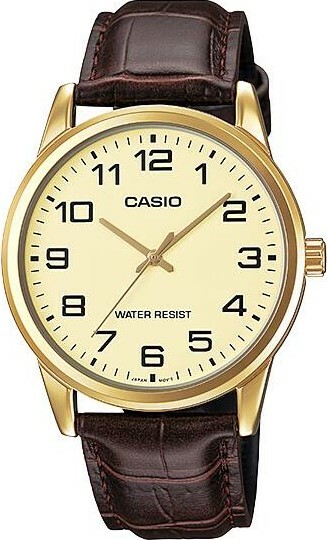 萬年鐘錶 - CASIO 卡西歐 復古金色皮革款男錶 MTP-V001GL-9B  錶徑38MM
