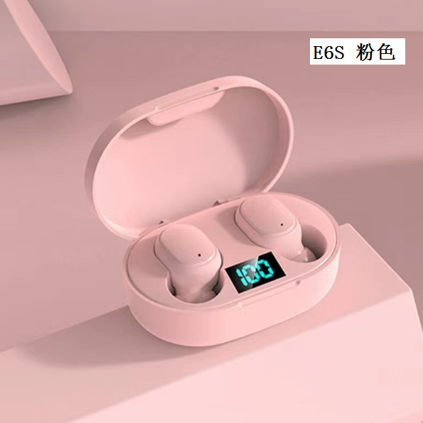 熱推數顯藍牙耳機(E6S 粉色【産品體積6cm * 4cm *3cm】)