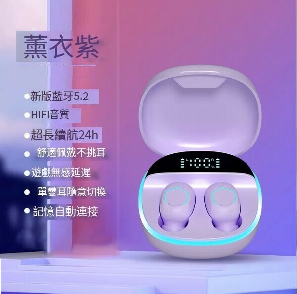 爆款藍牙5.2迷你電競耳機-m13貴族紫