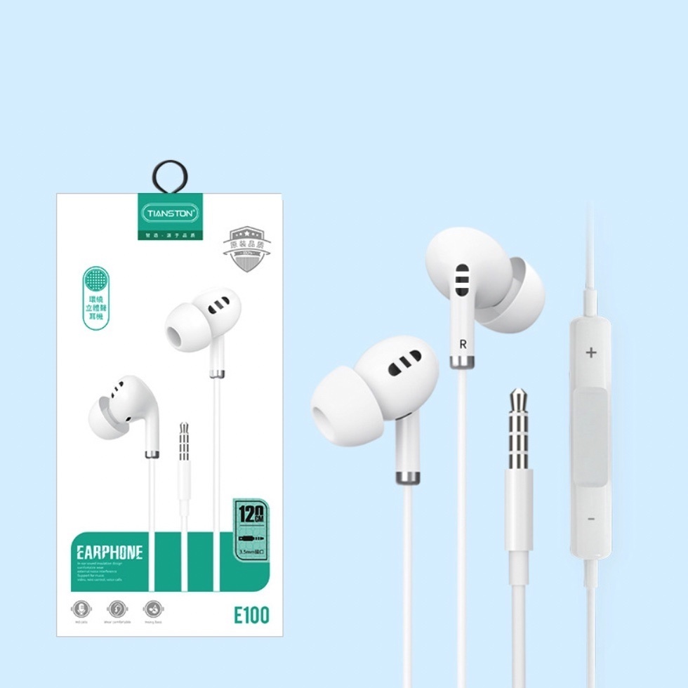 Popular 3.5/Type-C in-ear wired headphones for Android phones and computers (E100-3.5mm plug)