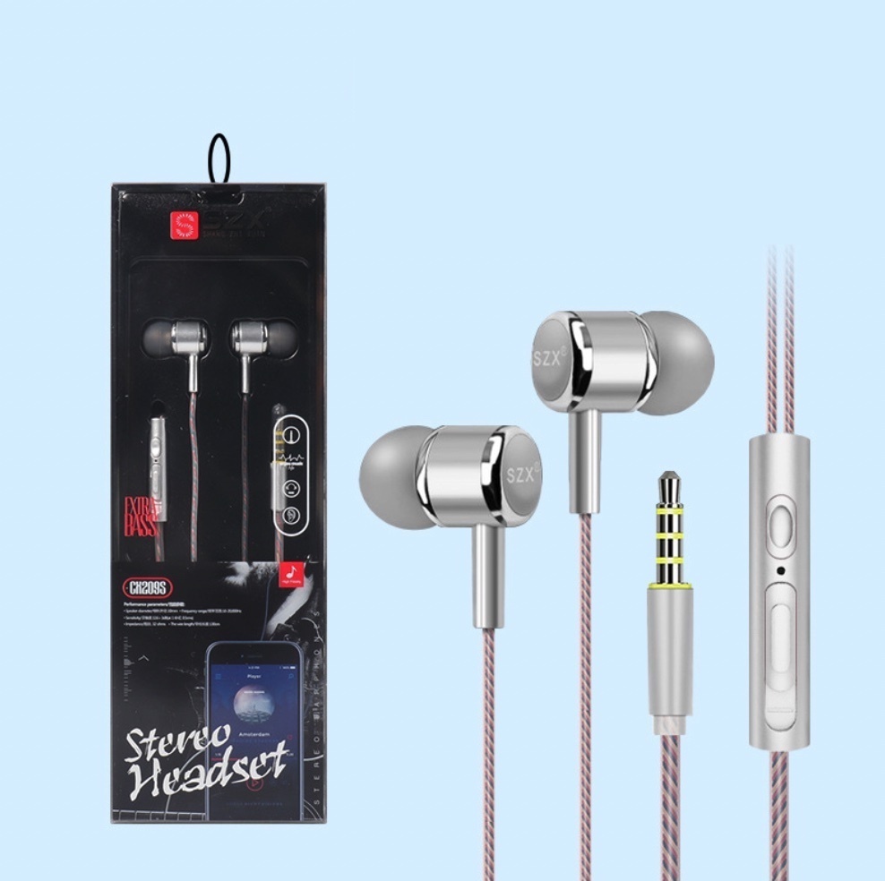Popular crystal mic in-ear earphones (silver)