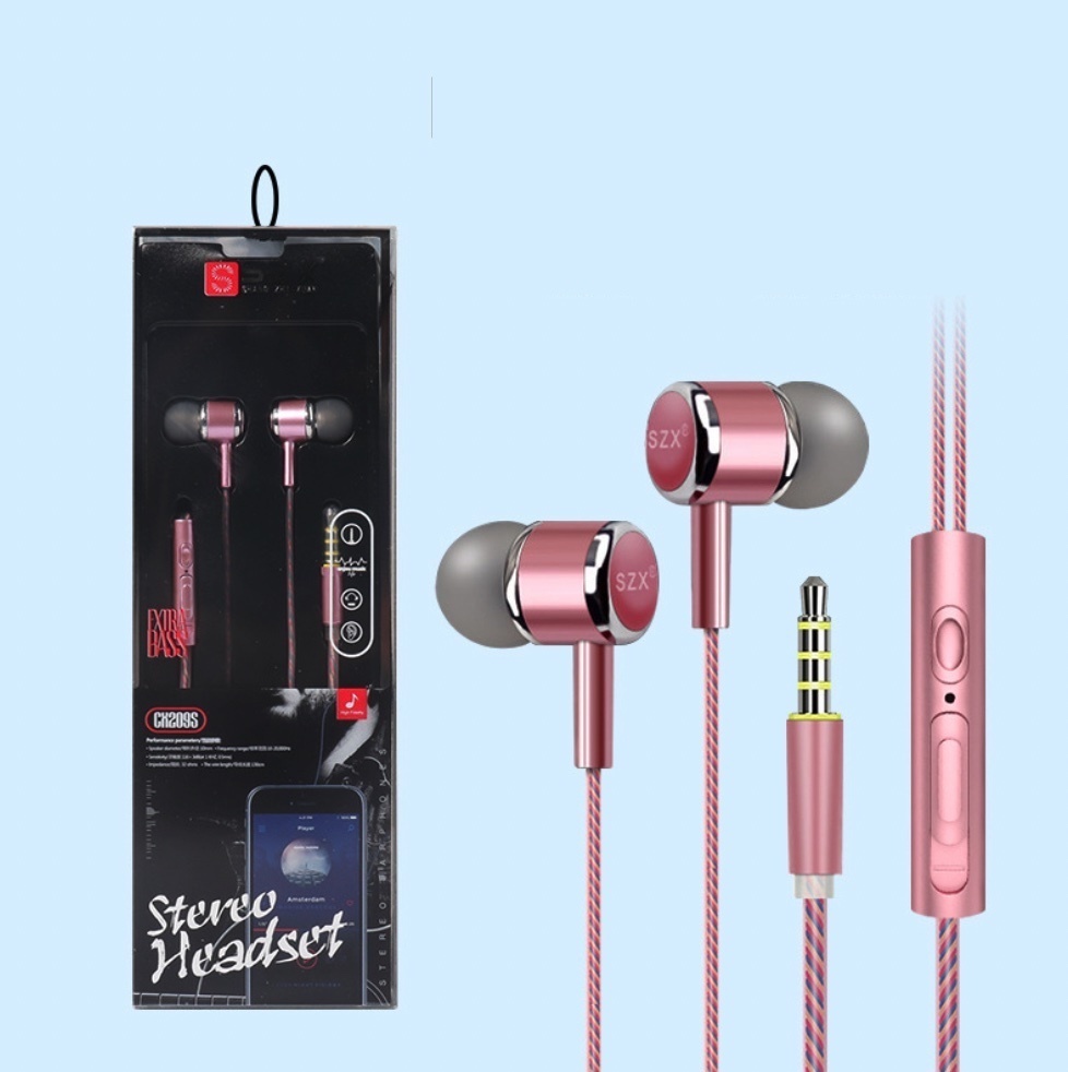 Popular crystal mic in-ear earphones (rose gold)