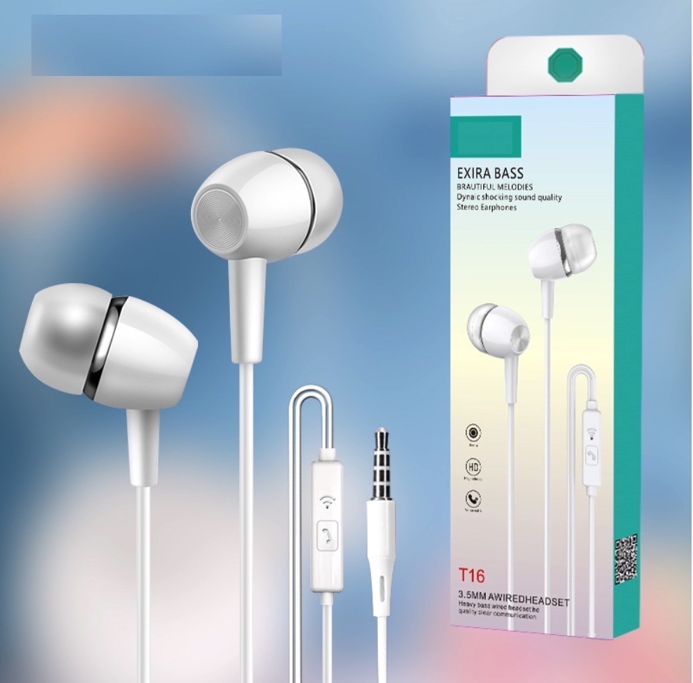 The hottest heavy bass in-ear wired headphones are suitable for Huawei Android type-c mobile phones (T16 in-ear round hole socket (with packaging))