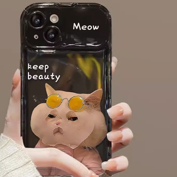 Hotly recommended funny facial mask suitable for Apple mobile phone case (black [Funny_Mask Cat] (contact customer service to confirm the mobile phone model after placing the order)