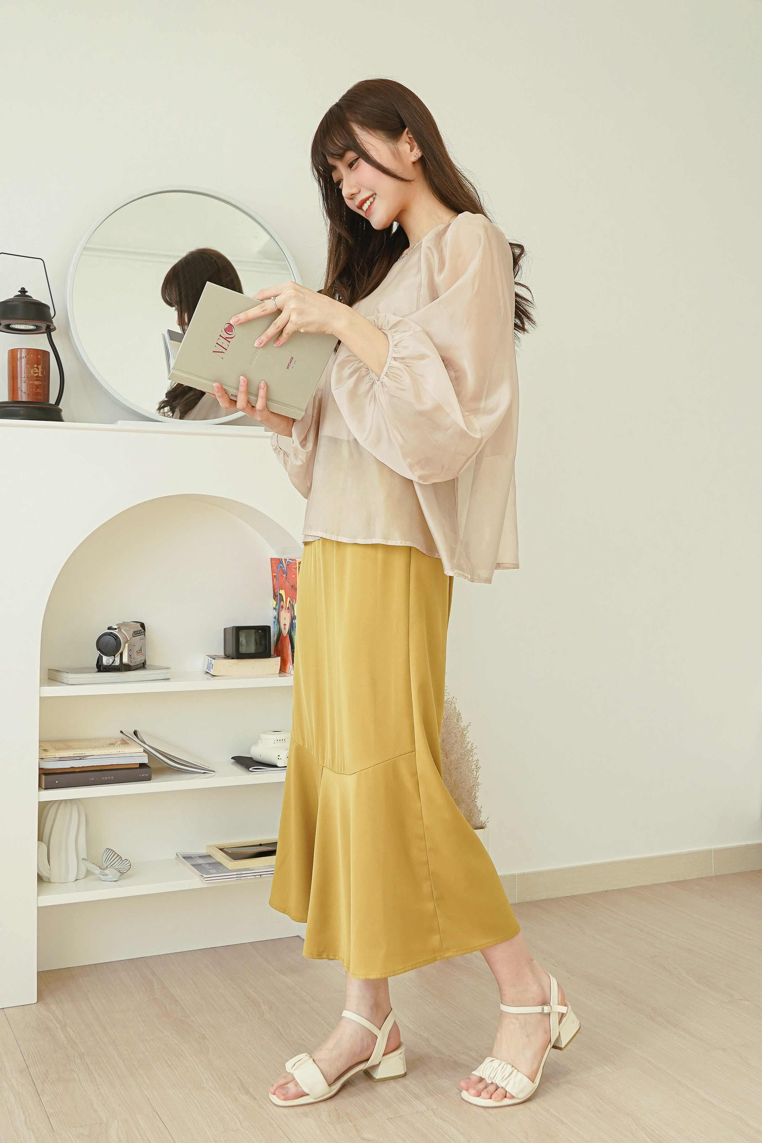 9870｜光滑絲質美人魚裙