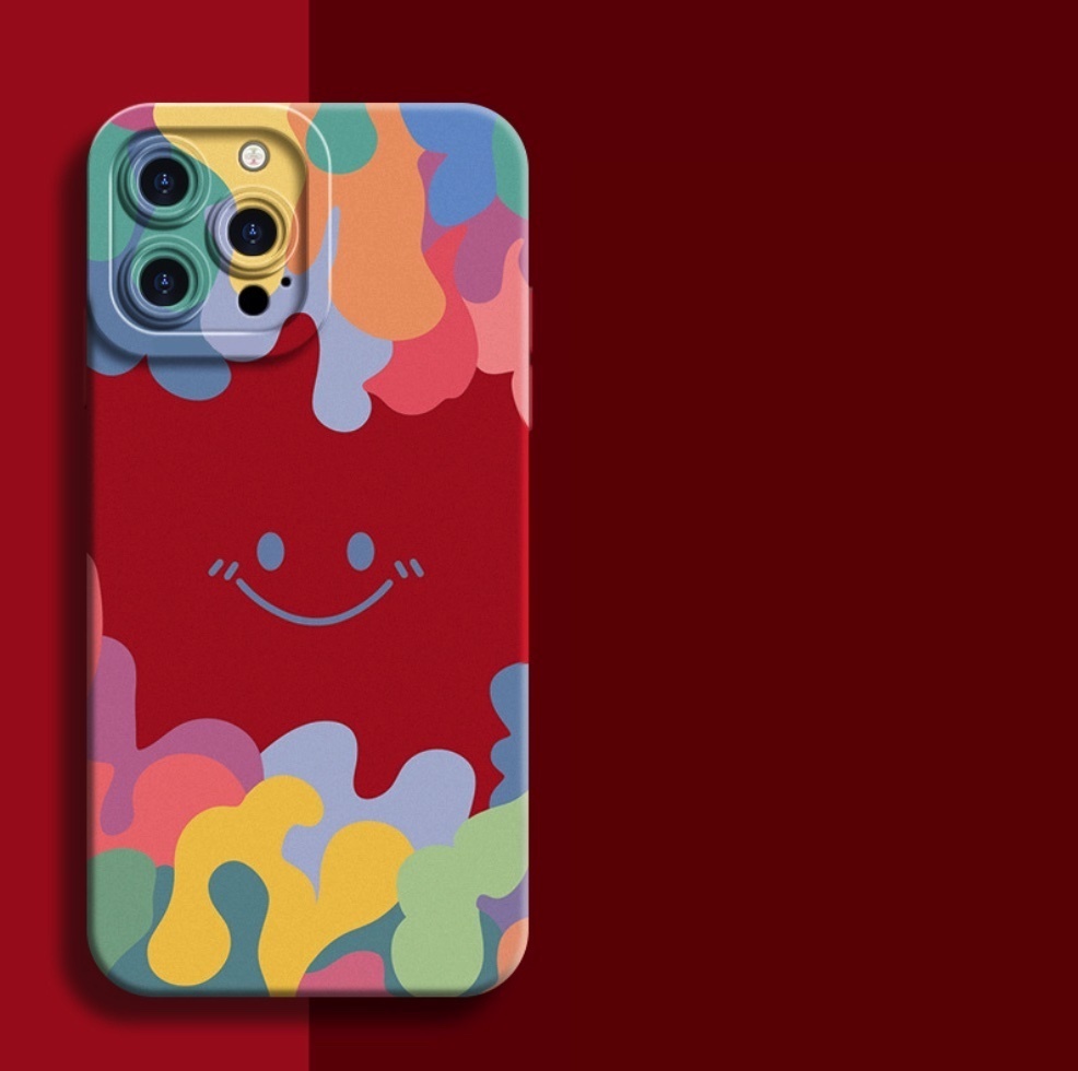 熱推彩繪笑臉適用於iPhone系列手機殼（中國紅笑臉）(下單後聯絡客服確認手機型號)