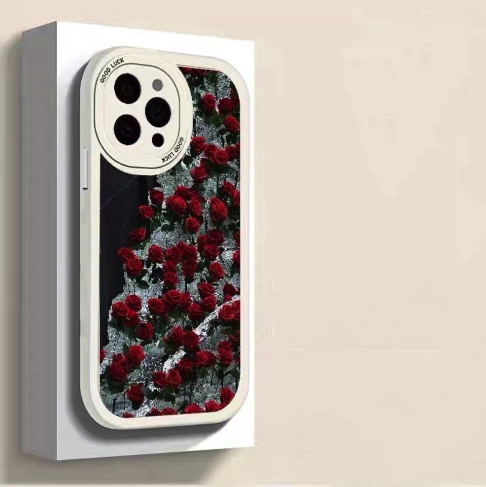熱推彩繪玫瑰適用於iPhone系列手機殼（白底冰原玫瑰花）(下單後聯絡客服確認手機型號)