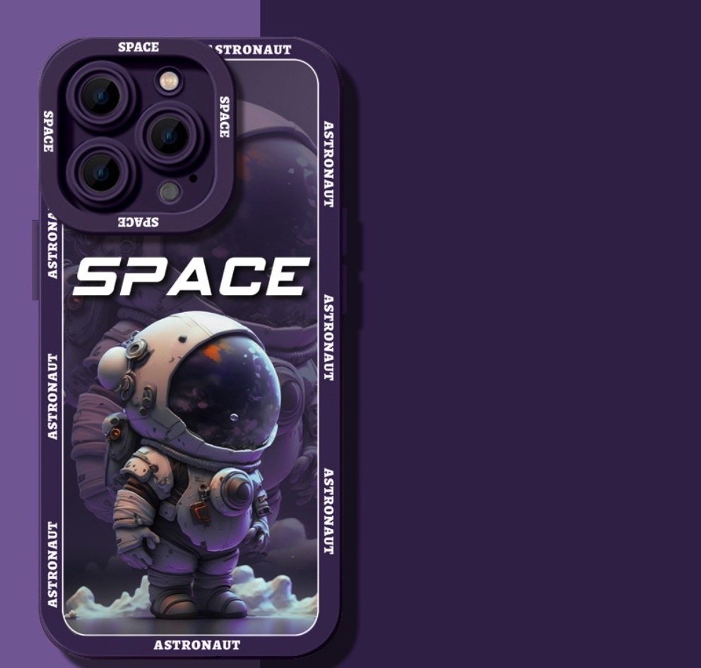 熱推彩繪星空太空人適用於iPhone系列手機殼（葡萄紫單色太空人）(下單後聯絡客服確認手機型號)